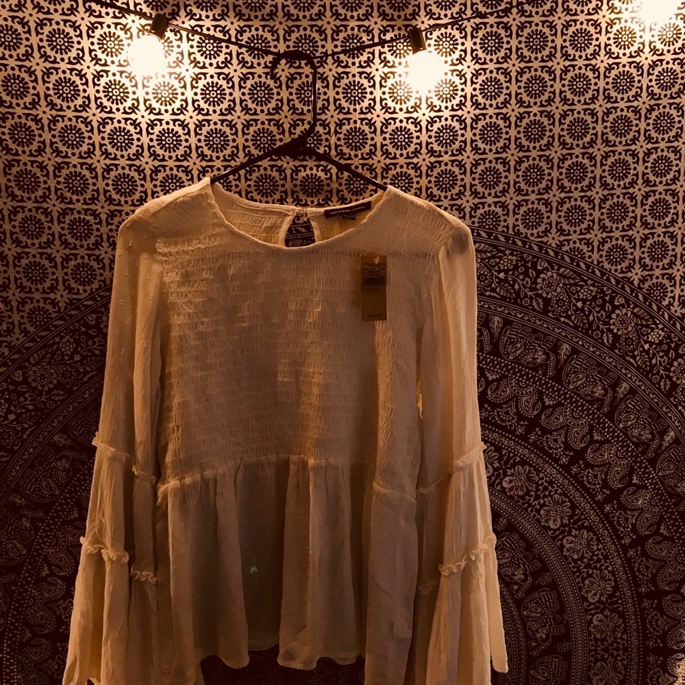 American Eagle Boho White Poofy Shirt